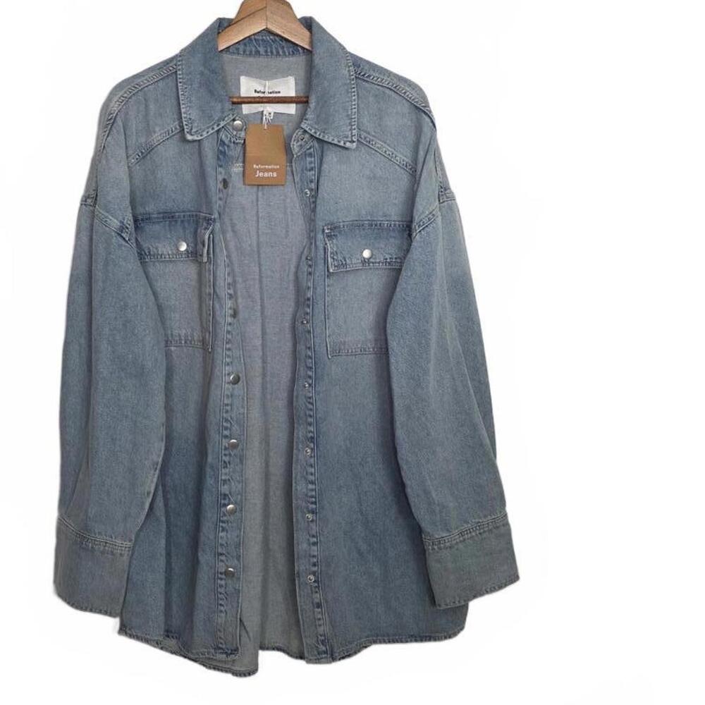 Reformation Ace Oversized Shirt Jacket Color Bowen Size Medium New With Tags